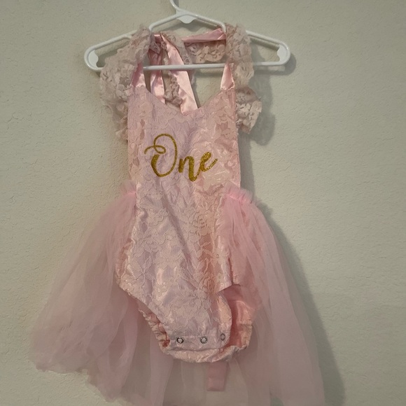 Pink 'One' Birthday Tutu Romper - Picture 4 of 5
